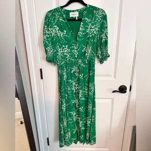 ba&sh Green Floral Short Sleeve Dress